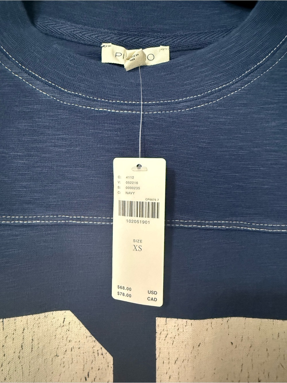 Pilcro Navy Blue Varsity Tee with White '95' Graphic - Picture 5 of 7